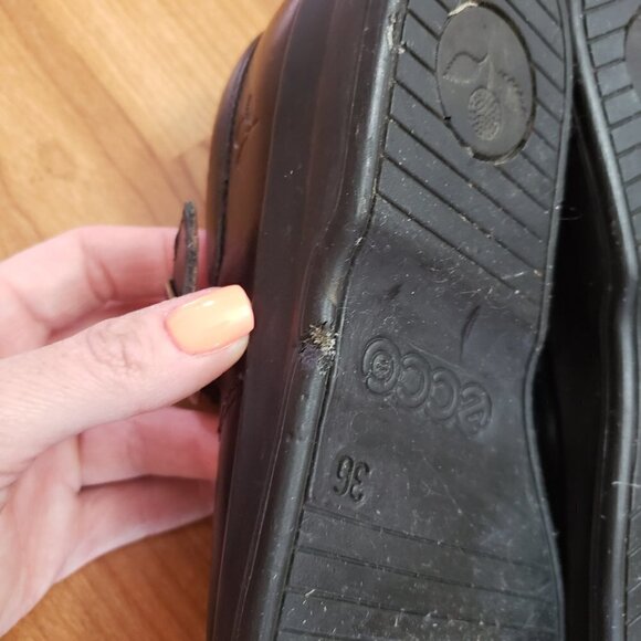 Ecco Shaker Black leather Comfort Mary Jane Buckle Shoes Sz 36 - Picture 8 of 11